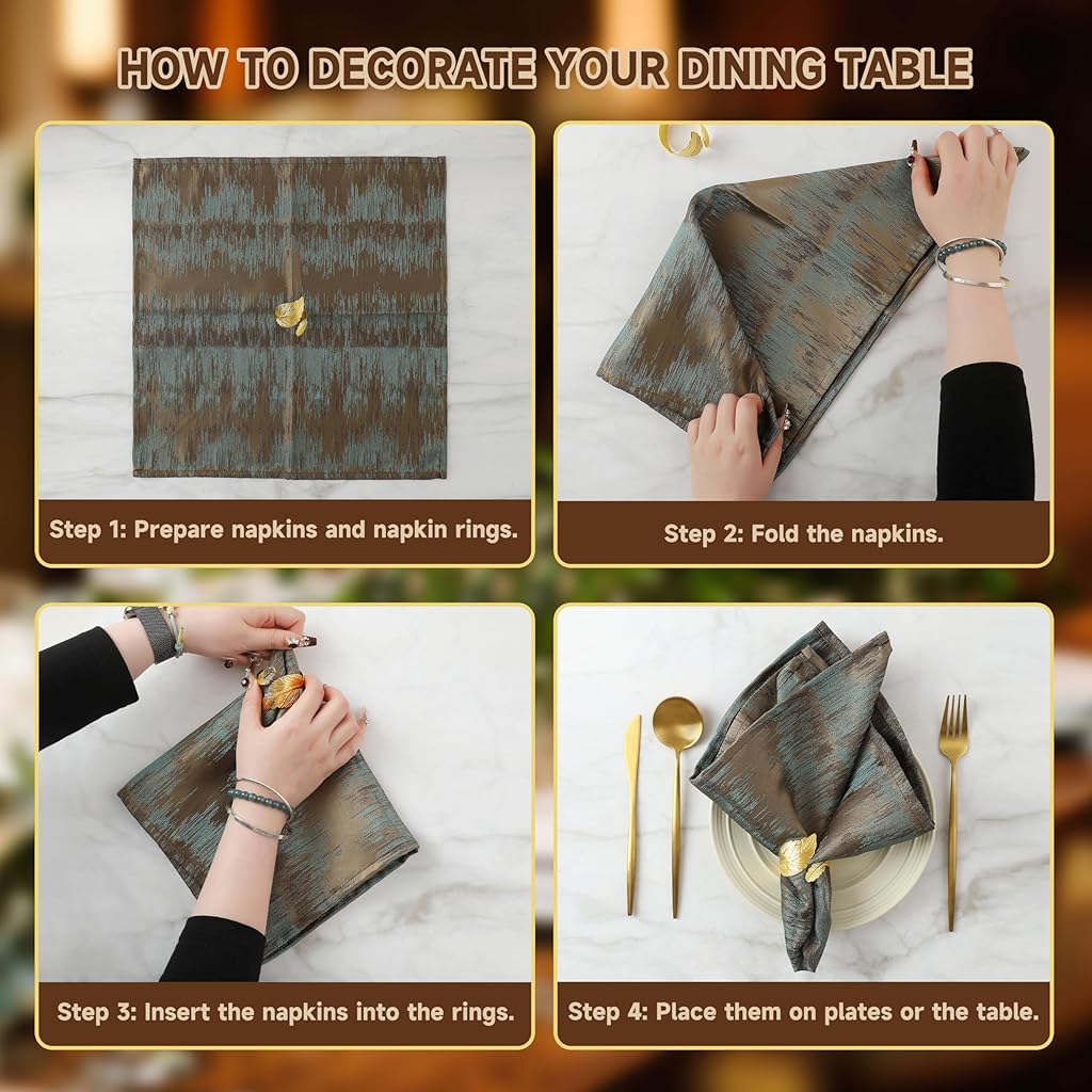 HASTHIP® 12 Pcs Gold Napkin Rings Shiny Metal Napkin Ring Study Leaf Shaped Table Decor for Christmas, Easter, Wedding, Party, Elegant Table Settings Gift Ideas HASTHIP® 12 Pcs Gold Napkin Rings Shiny Metal Napkin Ring Study Leaf Shaped Table Decor for Christmas, Easter, Wedding, Party, Elegant Table Settings Gift Ideas